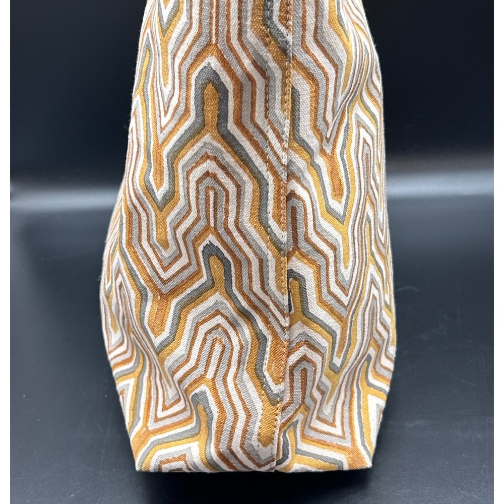 Joyn Purse‎ Tote Cotton With Leather Straps Yellow Geometric  Medium bohemian - Picture 3 of 9